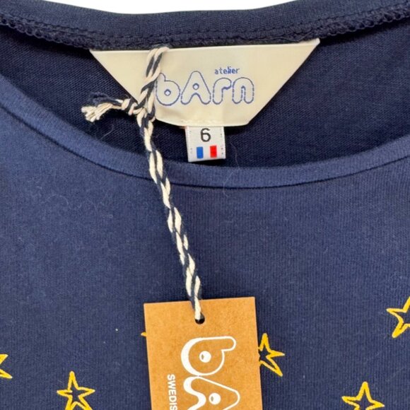 ATELIER BARN - OWL TS - 100% COTTON - BLUE/YELLOW - 6Y UNISEX - NWT - Picture 4 of 5